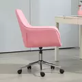 Vinsetto Office Desk Chair, Leather-Feel Fabric Computer Swivel Chair with Rolling Wheels and Adjustable Height for Home, Pink - 8
