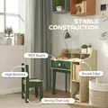 AIYAPLAY Kids Desk and Chair Set with Storage Shelves and Drawer, Green - 5