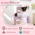 ZONEKIZ Kids Vanity Table with Mirror, Stool, Drawer, Storage Boxes, Cloud Design, for Ages 3-6 Years - Pink - 4