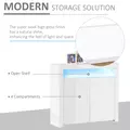 HOMCOM 2-Door Sideboard with LED Light, High Gloss Lighted Storage Cabinet with Shelves and Open Compartment, Modern Kitchen Sideboard for Dining Room, Living Room, 107 x 35 x 97cm, White - 4
