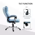 Vinsetto Office Chair, Linen Fabric Desk Chair, Height Adjustable Computer Chair with Padded Armrests, Swivel Wheels and Tilt Function, Blue - 5