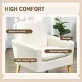 HOMCOM Armchair, Upholstered Accent Chair with Wood Legs and Wide Padded Seat, Teddy Occasional Chair, Cream White - 4
