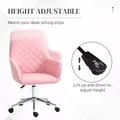Vinsetto Office Desk Chair, Leather-Feel Fabric Computer Swivel Chair with Rolling Wheels and Adjustable Height for Home, Pink - 4