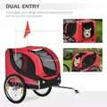 PawHut Steel Dog Bike Trailer Pet Cart Carrier for Bicycle Kit Water Resistant with Hitch Coupler Travel Black and Red - 9