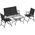 Outsunny Four-Piece Metal Garden Sofa Set - Black - 1