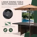 Outsunny 10 Seater Rattan Cube Garden Furniture Set with Parasol Hole, Rattan Dining Set with Cushions, Outdoor Dining Table and Chairs with Rectangular Glass Top Table for Patio, Mixed Brown - 5