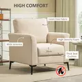 HOMCOM Linen-Look Armchair - Beige - 4