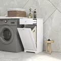 HOMCOM Single Hamper Laundry Storage Cabinet - White - 2