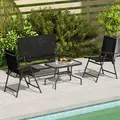 Outsunny Four-Piece Metal Garden Sofa Set - Black - 9