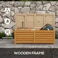 Outsunny 292L Outdoor Storage Box, Wooden Deck Box Garden Storage Container for Balcony, Porch, Poolside, Light Brown - 6