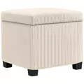 HOMCOM Storage Ottoman Bench, Corduroy Footstool with Removable Lid and Legs, 40cm Storage Chest Box for Living Room, Bedroom, Hallway, Beige - 1