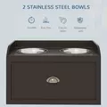 PawHut Stainless Steel Raised Dog Bowls, with 21L Storage Drawer for Large Dogs - Brown - 6