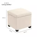 HOMCOM Storage Ottoman Bench, Corduroy Footstool with Removable Lid and Legs, 40cm Storage Chest Box for Living Room, Bedroom, Hallway, Beige - 3