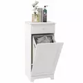 HOMCOM Single Hamper Laundry Storage Cabinet - White - 1