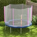 SPORTNOW 10ft Trampoline Net Replacement with 6 Plastic Pole Covers, Weather-Resistant Trampoline Netting Replacement with Zipped Entrance, Poles Not Included, Pink - 8