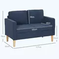 HOMCOM Small Two-Seater Corduroy Sofa - Blue - 3