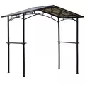 Outsunny 8ft x 5ft Outdoor BBQ Protective Gazebo Tent Aluminium Steel Frame w/ 2 Shelves Hardtop Roof Canopy Ground Stakes Safe Cooking - 1