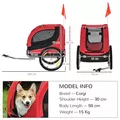 PawHut Steel Dog Bike Trailer Pet Cart Carrier for Bicycle Kit Water Resistant with Hitch Coupler Travel Black and Red - 3