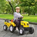 HOMCOM Kids Ride on Tractor with Back Trailer, Shovel & Rake, Horn, Four Wheels Tractor Toy for Child Toddler - 2
