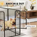 PawHut 12-Panel Solid Dog Playpen with Doors, for Small Dogs, 60cm High, Black - 5