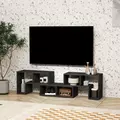HOMCOM Three-Block Modular TV Stand - Black Wood-Effect - 6