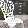 Outsunny 3 Piece Garden Bistro Set, Cast Aluminium Outdoor Furniture Set with Umbrella Hole for Balcony, Porch, Patio, White - 6