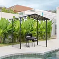 Outsunny 8ft x 5ft Outdoor BBQ Protective Gazebo Tent Aluminium Steel Frame w/ 2 Shelves Hardtop Roof Canopy Ground Stakes Safe Cooking - 9