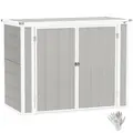 Outsunny 4.7 x 2.5FT Garden Shed, Lockable Outdoor Storage with Openable Lid, Small Shed for 2 Trash Cans, Tools, Patio, Light Grey - 1