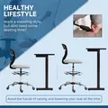 Vinsetto 68-88cm Draughtsman Office Chair, with Wheels - Light Grey - 4