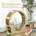 PawHut Cat Wheel with Brake, Scratching Pads - Oak Tone - 4