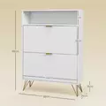 HOMCOM 12 Shoe Storage Cabinet, with Chevron Indents and Gold Tone Accents - White - 3