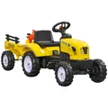 HOMCOM Kids Ride on Tractor with Back Trailer, Shovel & Rake, Horn, Four Wheels Tractor Toy for Child Toddler - 1