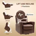 HOMCOM Power Lift Recliner Chair for Elderly, Overstuffed Faux Leather Riser and Reclining Chair with USB A+C Ports, Recliner Armchair for Living Room, Brown - 4