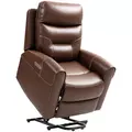 HOMCOM Power Lift Recliner Chair for Elderly, Overstuffed Faux Leather Riser and Reclining Chair with USB A+C Ports, Recliner Armchair for Living Room, Brown - 1