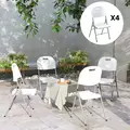 Outsunny Set of Four Foldable Outdoor Chairs - White - 6