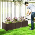 Outsunny Plastic Raised Garden Bed, Modular Planter Box Kit, Garden Fence Edging Border for Flowers, Vegetables, Herbs, Brown - 7