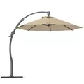 Outsunny 3(m) Garden Cantilever Parasol, Round Overhanging Umbrella with Crank Handle, Cross Base, Aluminium Frame and 360° Rotation, Banana Patio Umbrella for Outdoor Sun Shade, Khaki - 1