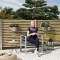 Outsunny Garden Sofa, All-Weather Garden Single Sofa with Removable Cushions, Metal Frame Outdoor Furniture for Balcony, Charcoal Grey - 2