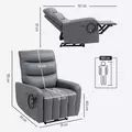 HOMCOM Electric Recliner Armchair with USB + Type C Charge Port, Phone Holder, PU Leather Reclining Chair with Adjustable Leg Rest, Recliner Chair for Home Living Room Theater, Grey - 3