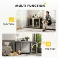 PawHut 46.46'' Dog Crate Furniture Table with Soft Washable Cushion and Lockable Door, for Large Indoor Dogs, Grey - 5