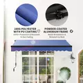 Outsunny 3 x 2.5m Electric Awning with LED Light and Remote Controller, Aluminium Frame DIY Retractable Awning, UV50+ Sun Shade Canopy for Garden Patio Deck Door Window, Blue - 6