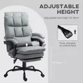 HOMCOM Faux Leather Reclining Office Chair, with Footrest - Grey - 5