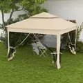 Outsunny 3 x 3(m) Pop Up Gazebo, Double-roof Garden Tent with Netting and Carry Bag, Party Event Shelter for Outdoor Patio, Cream White - 2
