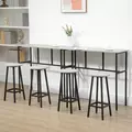 HOMCOM 6-Piece Bar Table Set, 2 Breakfast Tables with 4 Stools, Counter Height Dining Tables & Chairs for Kitchen, Living Room, Grey - 4