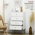 HOMCOM Tall Chest of Drawers, 4-Drawer Dresser for Bedroom, Modern Storage Cabinets with Hairpin Legs, White - 4