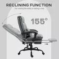HOMCOM Faux Leather Reclining Office Chair, with Footrest - Grey - 4