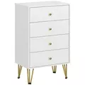 HOMCOM Tall Chest of Drawers, 4-Drawer Dresser for Bedroom, Modern Storage Cabinets with Hairpin Legs, White - 1