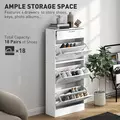 HOMCOM Marble Shoe Storage Cabinet with 3 Flip Drawers, Hallway Cabinet with Top Drawer and Adjustable Shelves, Shoe Cupboard for 18 Pairs, White - 4