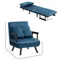 HOMCOM 4-in-1 Velvet-Feel Single Chair Bed, with Pillow - Navy Blue - 3