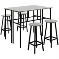 HOMCOM 6-Piece Bar Table Set, 2 Breakfast Tables with 4 Stools, Counter Height Dining Tables & Chairs for Kitchen, Living Room, Grey - 1